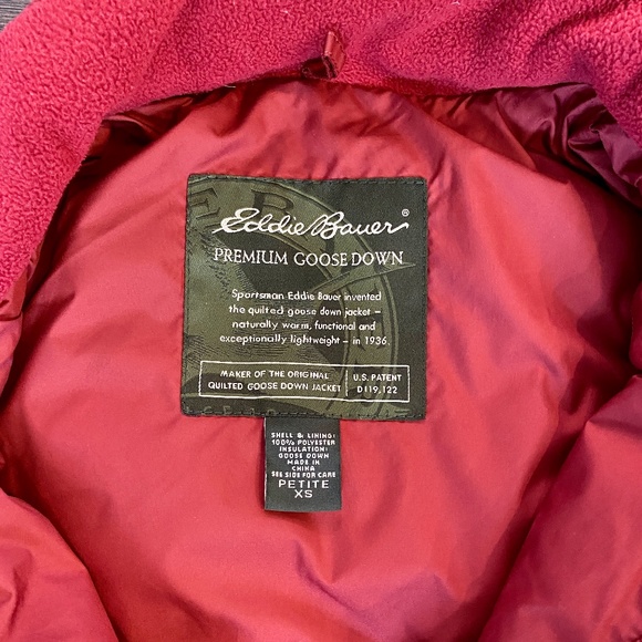 Eddie Bauer Goose Down Puffer Vest, PXS, Gently Used, Crimson Red - Picture 7 of 12